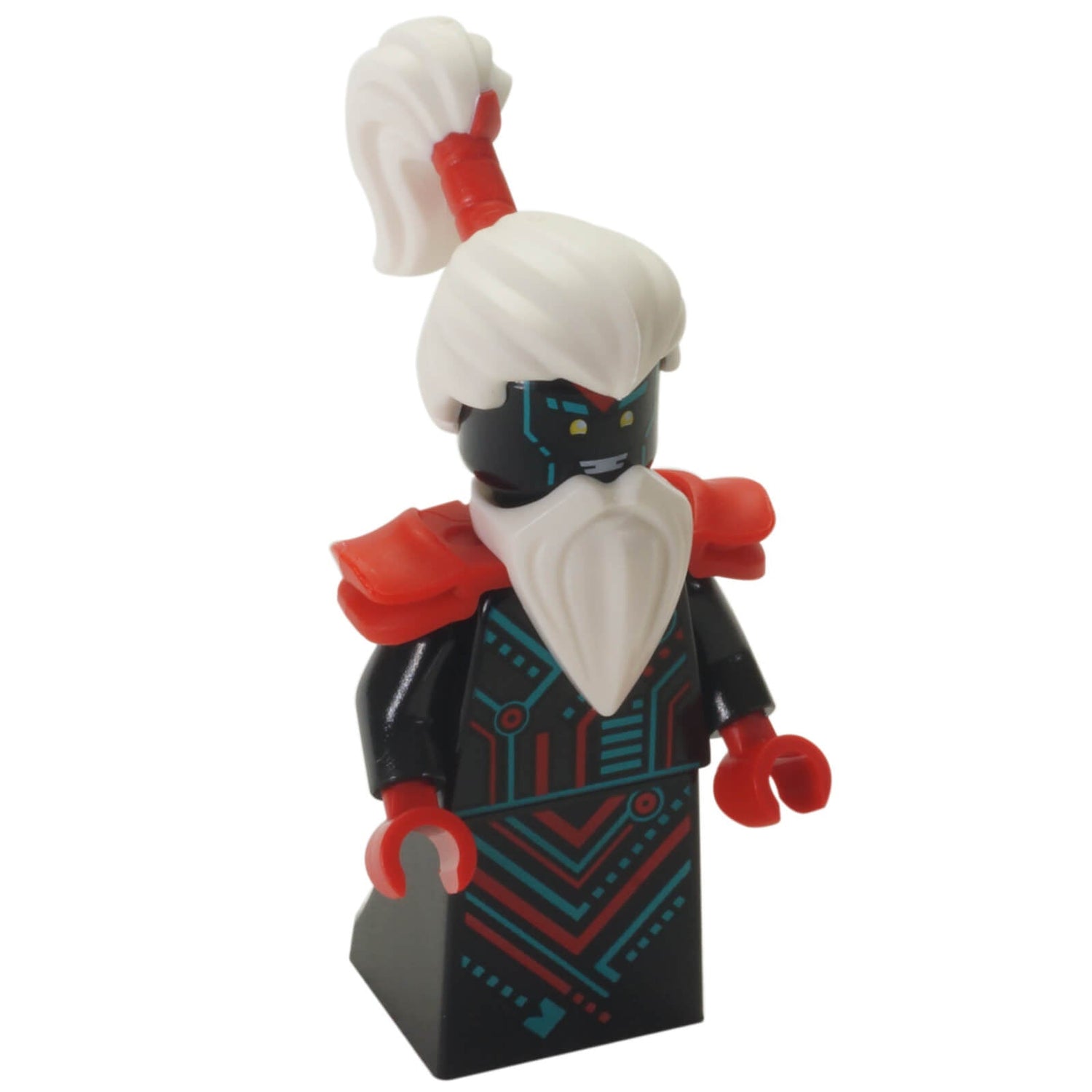 LEGO Ninjago Unagami Minifigure from Prime Empire, featuring red and black design with digital accents and the Key-Tana accessory.