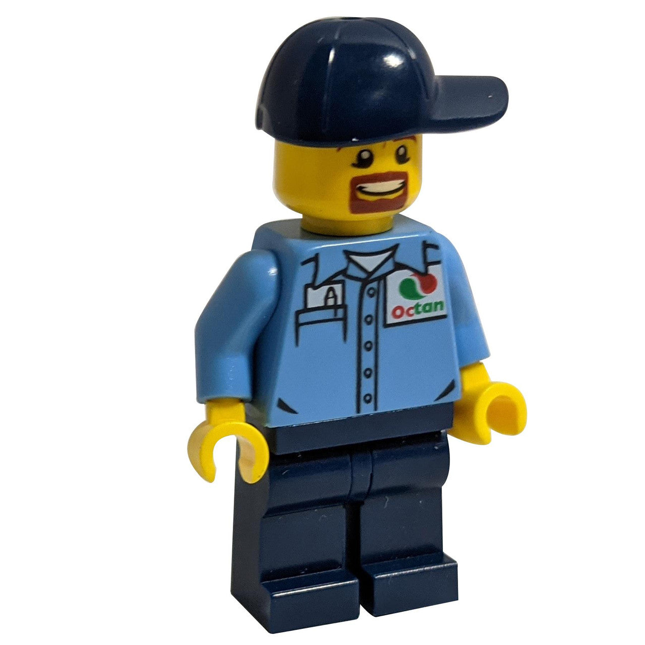 Gas Station Worker - Medium Blue Shirt with 'Octan' Logo, Dark Blue Legs and Cap