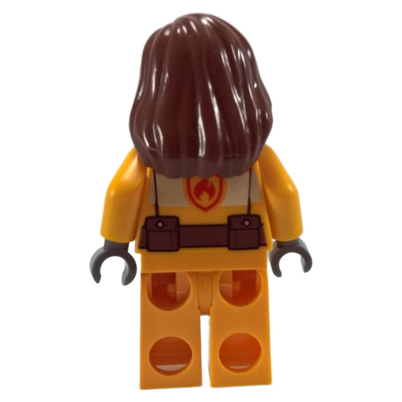 Fire - Bright Light Orange Fire Suit with Utility Belt, Reddish Brown Female Hair over Shoulder