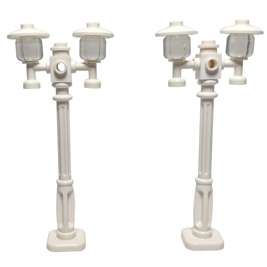 2x White LEGO Decorative CITY Street Lights - Victorian Style Lamp Post