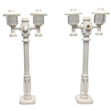 2x White LEGO Decorative CITY Street Lights - Victorian Style Lamp Post