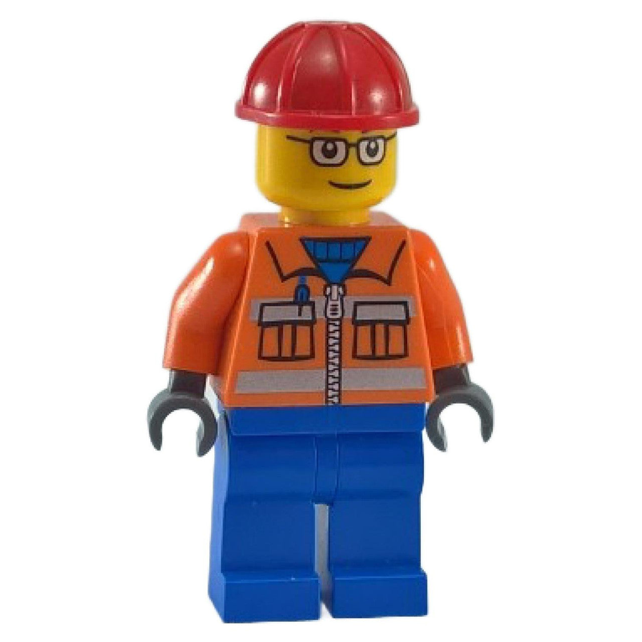 Construction Worker with Glasses and Safety Stripes