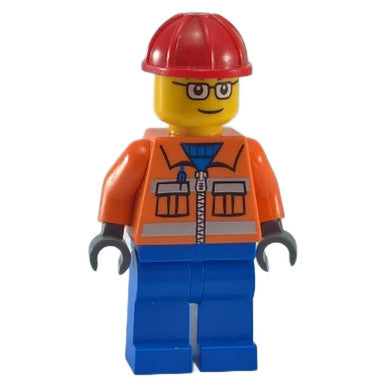 Construction Worker with Glasses and Safety Stripes