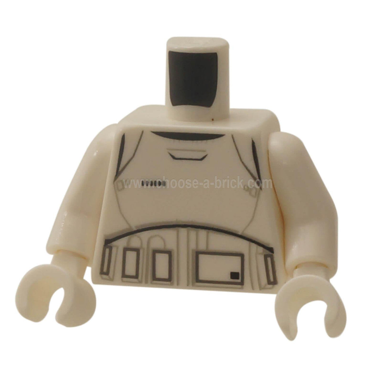 White Torso SW Armor Stormtrooper Ep. 7 with Black, Gray and Dark Gray Lines Pattern - White Arms - White Hands