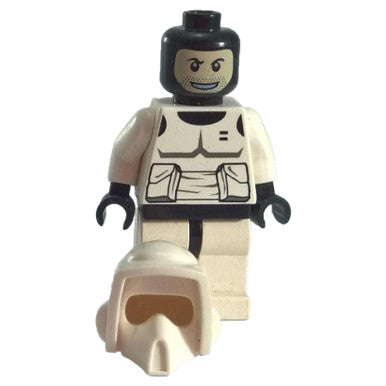 Scout Trooper (Patterned Head, Dark Bluish Gray Torso Pattern)