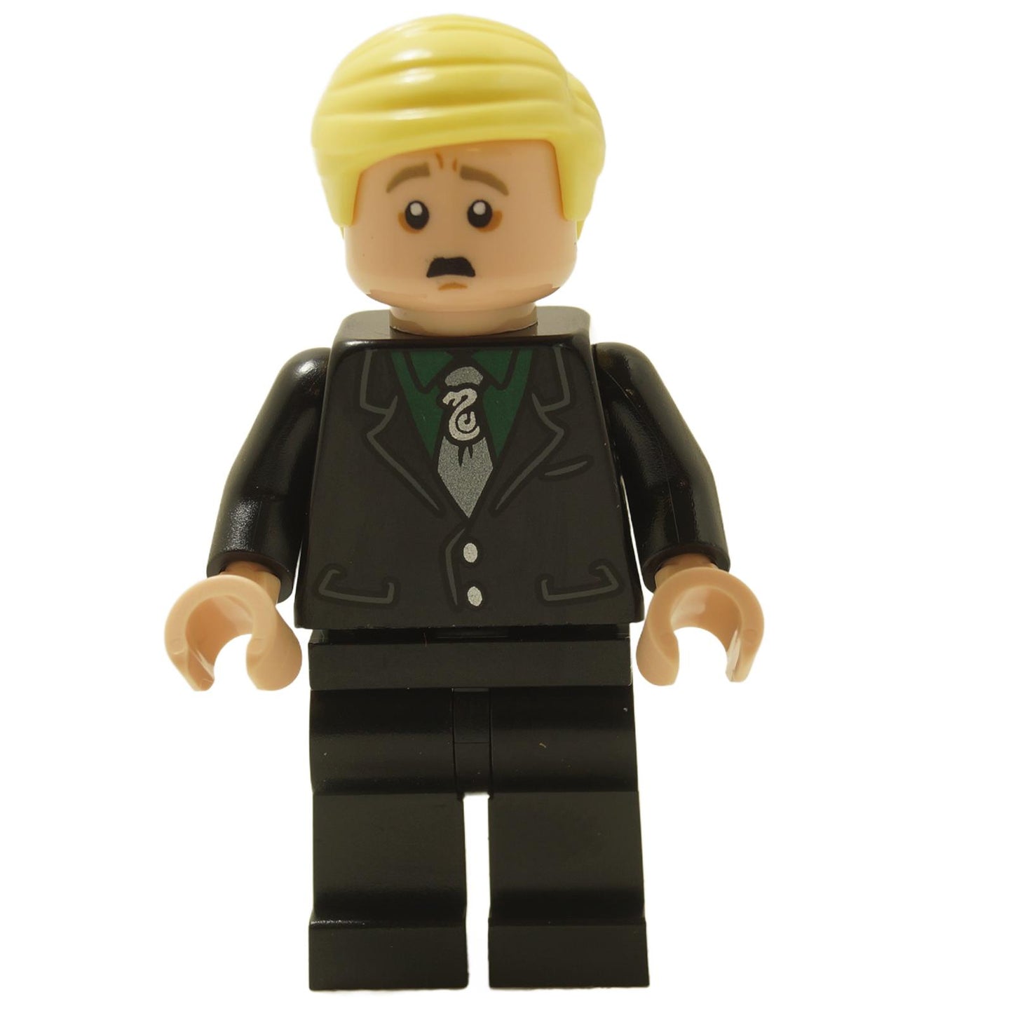 Draco Malfoy - Black Suit, Slytherin Tie, Neutral / Scared