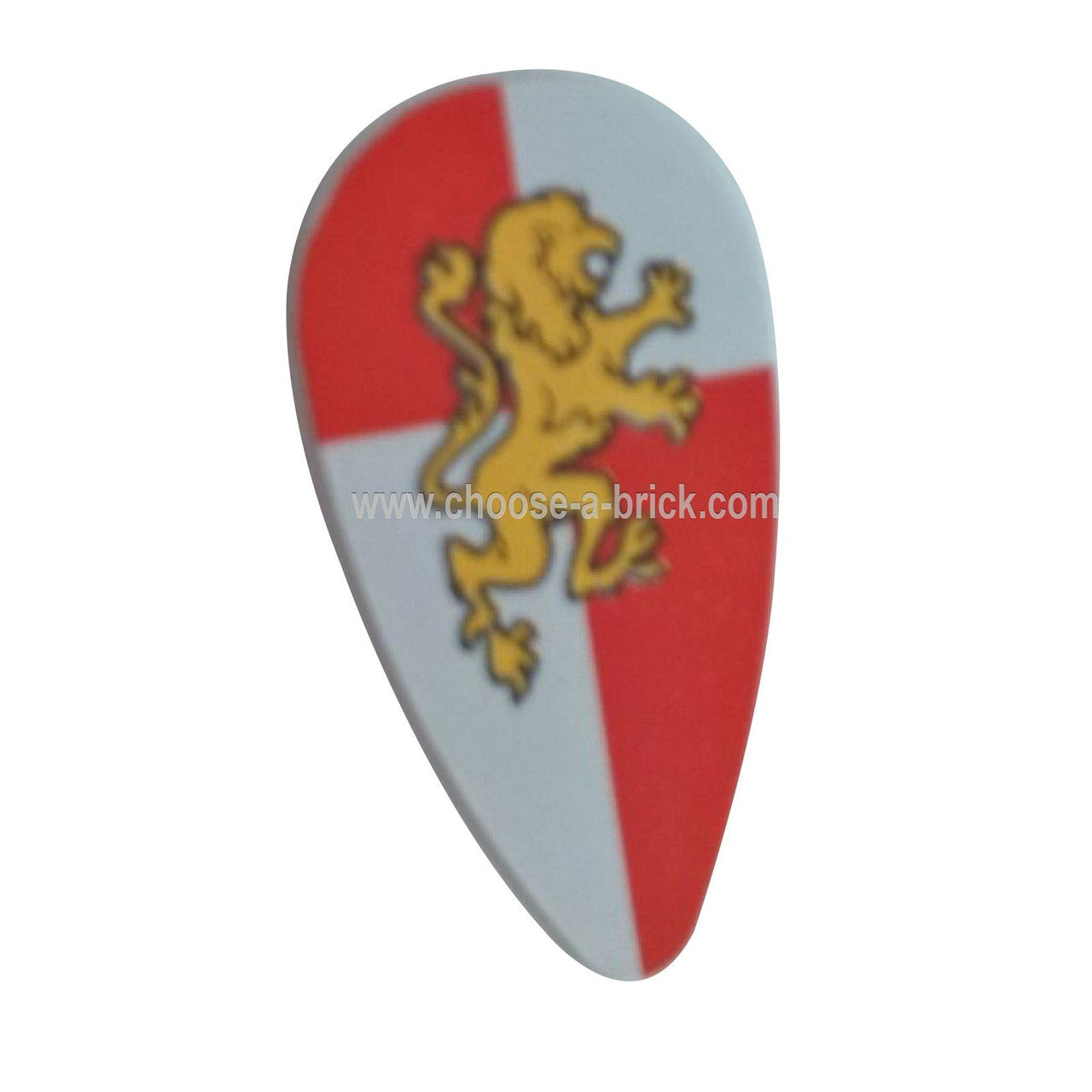 Shield Ovoid with Gold Lion on Red and White Quarters Background Pattern - LEGO Parts and Pieces