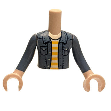 Mini Doll Torso - Sand Blue Denim Jacket with Striped Shirt