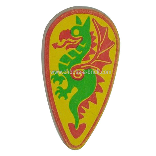  Shield Ovoid with Dragon Green and Red Pattern - LEGO Parts and Pieces