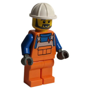 Construction Worker - Male, Orange Overalls with Reflective Stripe and Buckles over Blue Shirt, Oran