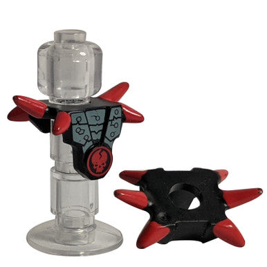 Minifigure Armor Breastplate with Shoulder Spikes Red and Ninjago Cracked Red Skull Pattern