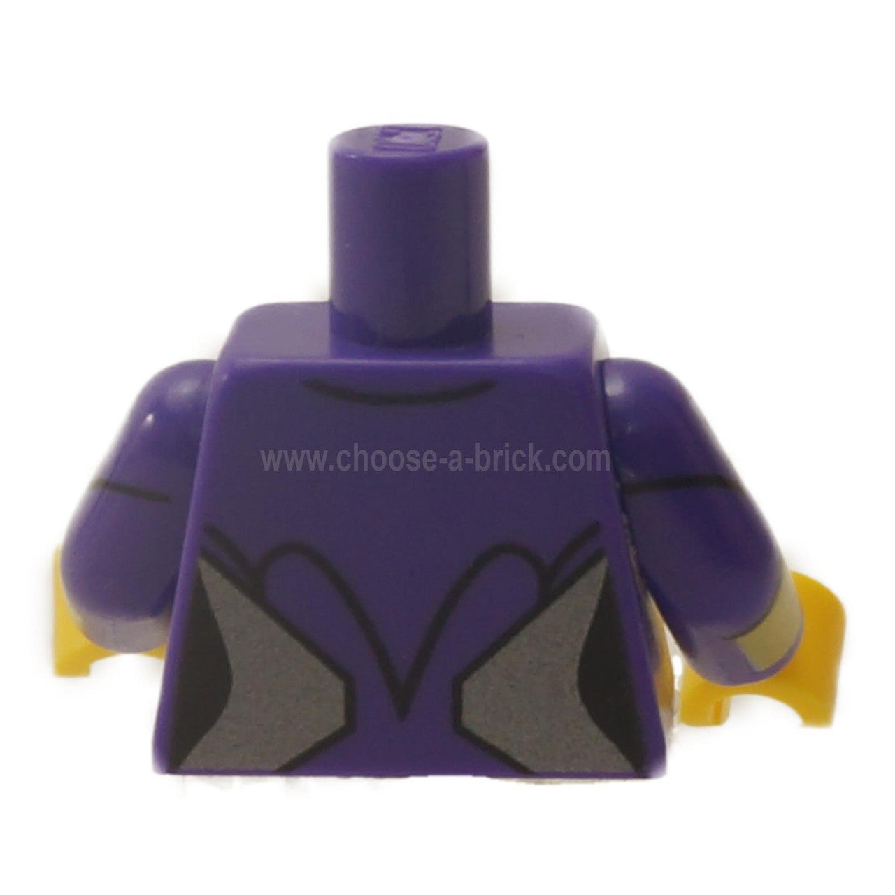 Dark Purple Torso Female Outline with Yellow Bat and Silver Side Trim Pattern - Dark Purple Arms with Yellow Cuffs Pattern - Yellow Hands