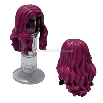 Minifigure, Hair Long Wavy with Center Part magenta