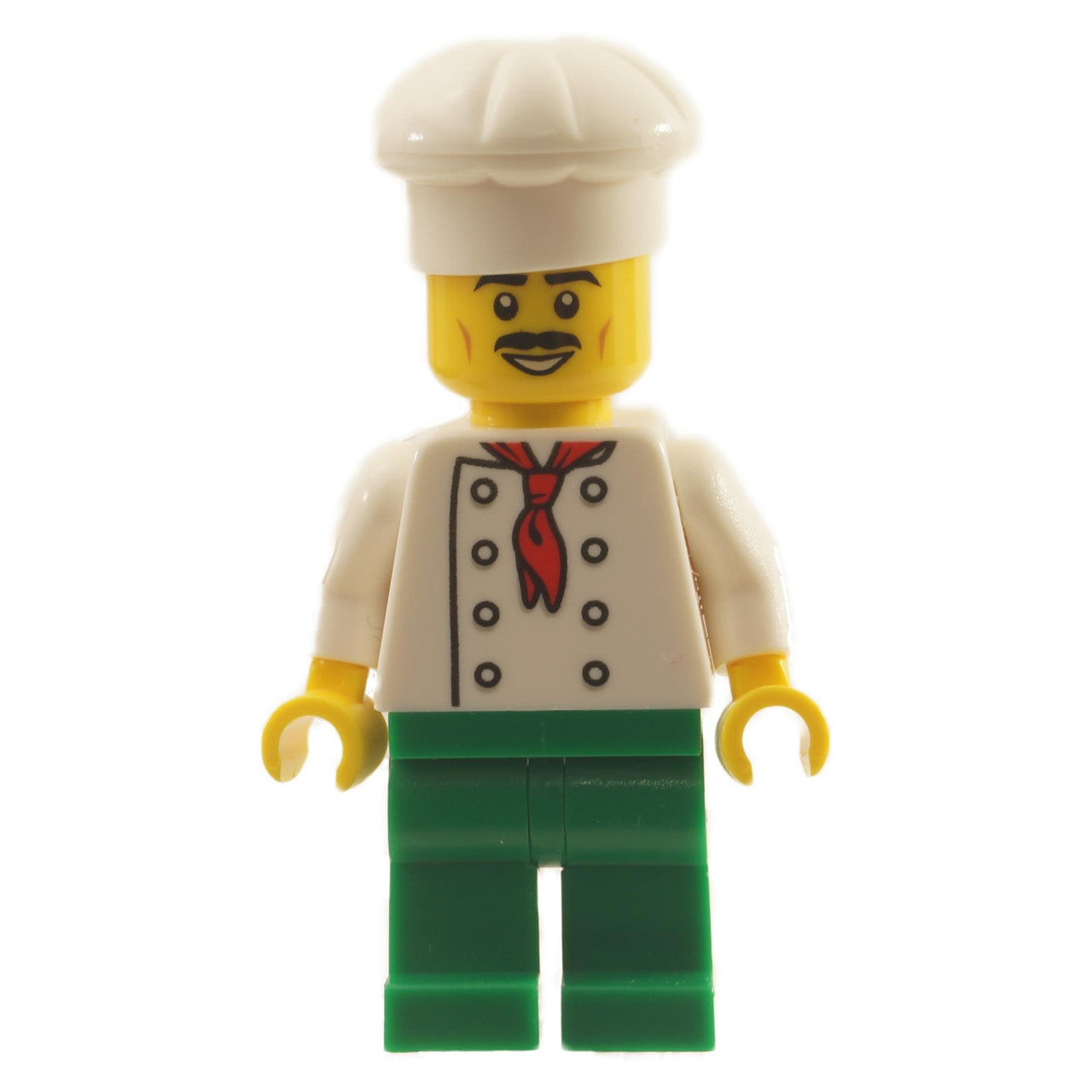  Chef - White Torso with 8 Buttons, No Wrinkles Front or Back, Green Legs, White Cook's Hat