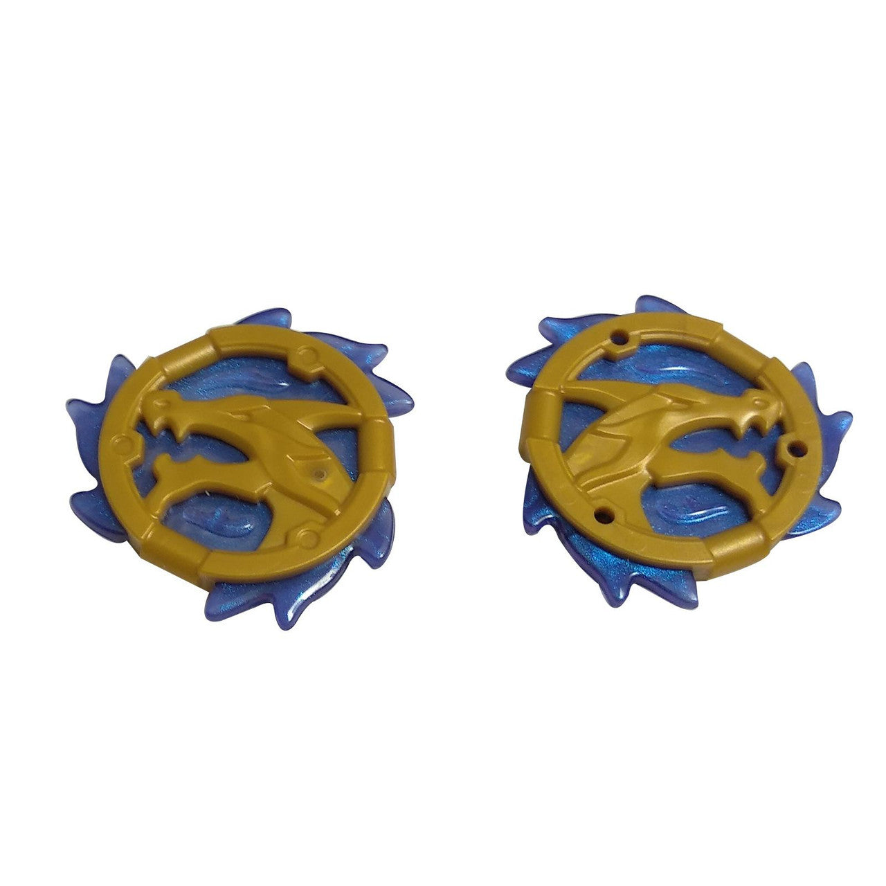 Ring 3 x 3 with Dragon Head with Molded Satin Trans-Dark Blue Flames Pattern (Ninjago Storm Amulet)