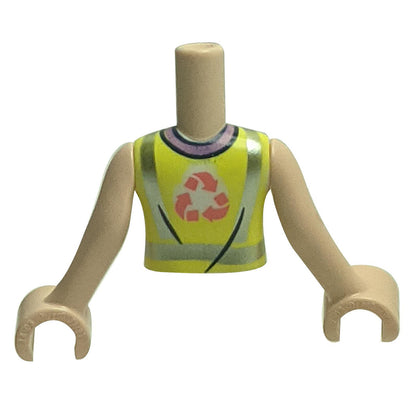 Mini Doll Torso with Neon Yellow Safety Vest & Recycling Logo