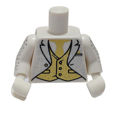 Torso Tuxedo with Gold Tie and Vest, Silver Speckles Pattern / White Arms with Silver Speckles Patt