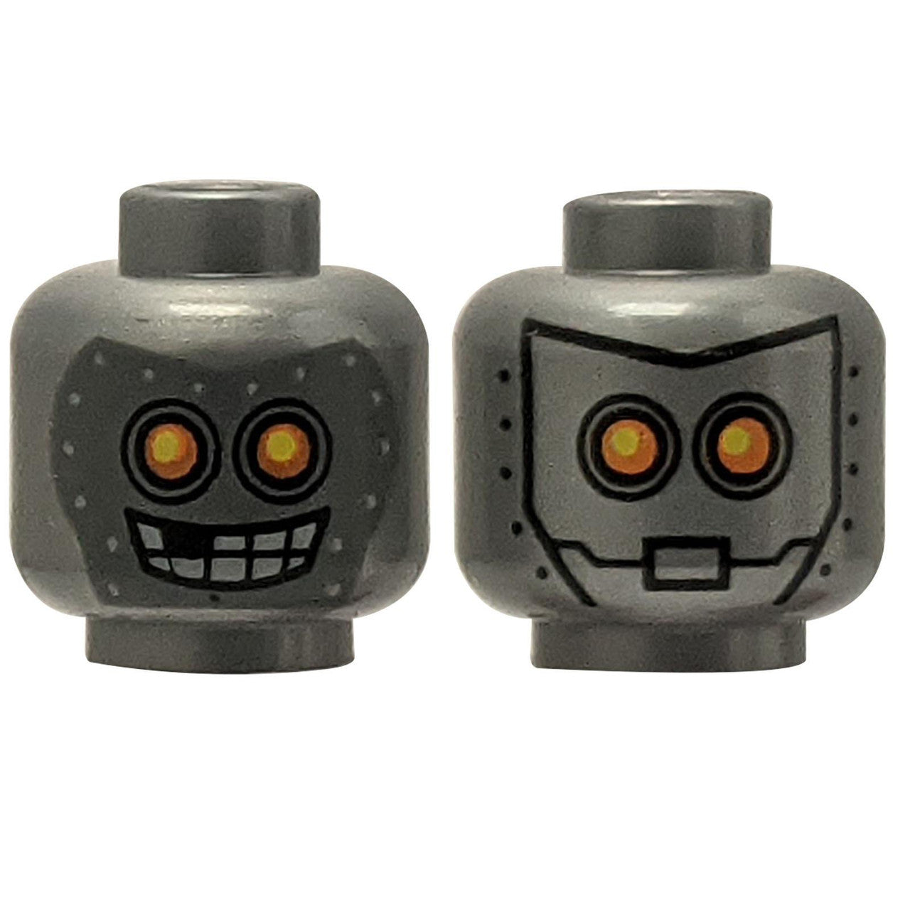 Alien Robot with Yellow Eyes, Mask with Metal Bolts Pattern - Hollow Stud