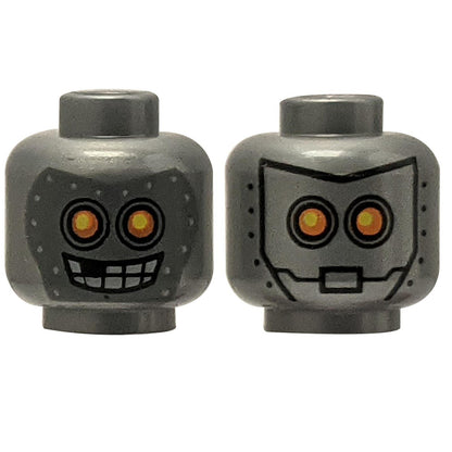 Alien Robot with Yellow Eyes, Mask with Metal Bolts Pattern - Hollow Stud