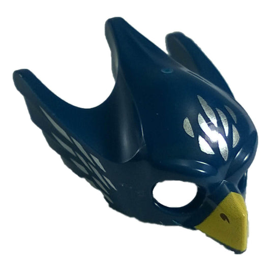 Dark Blue Minifig, Headgear Mask Bird (Eagle) with Yellow Beak and Silver Feathers Pattern