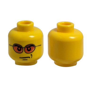 Minifigure, Head Glasses with Orange Sunglasses and Smirk Pattern - Hollow Stud