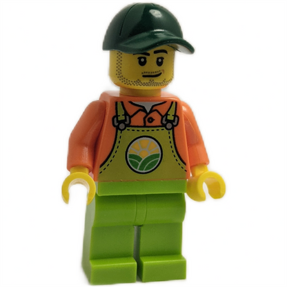 Farmer - Male, Lime Overalls over Orange Shirt, Lime Legs, Dark Green Cap