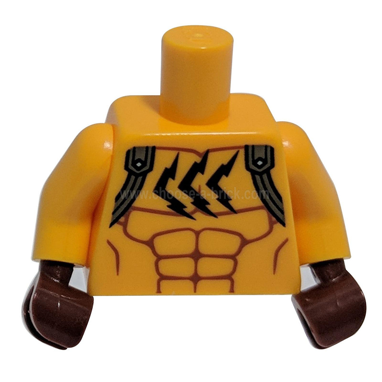 Torso Batman Muscles Outline with Flat Silver Shoulder Straps and 3 Jagged Cat Scratch Marks Pattern / Bright Light Orange Arms / Reddish Brown Hands