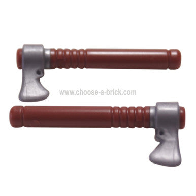 Dark Brown Minifigure, Weapon Tomahawk with Flat Silver Blade