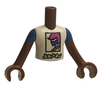 Mini Doll Torso with Cool Racer Shirt with Magenta & Blue Design