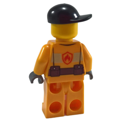 Fire - Bright Light Orange Fire Suit with Utility Belt, Black Short Bill Cap, Beard and Glasses