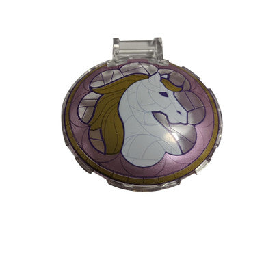 Dish 6 x 6 Inverted - No Studs with Bar Handle with White Horse with Gold Mane and Metallic Pink Bo