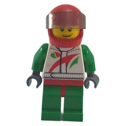 Race Car Driver with White Octan Racing Suit and Red Helmet