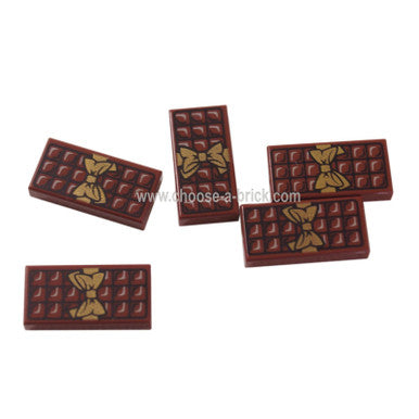 Reddish Brown Tile 1 x 2 with Chocolate Bar Pattern