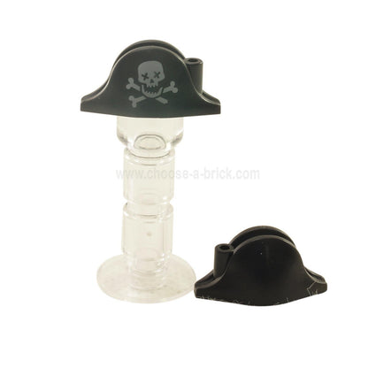 LEGO Parts - Headgear Hat, Pirate Bicorne with Skull with X Eyes and Crossbones Pattern