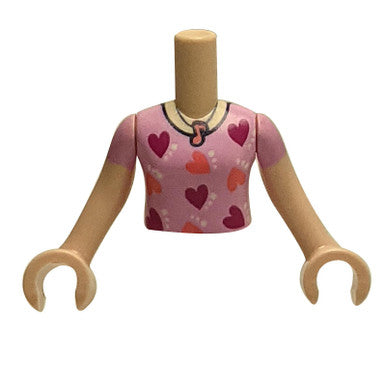 Mini Doll Torso - Bright Pink Pajamas with Heart Pattern