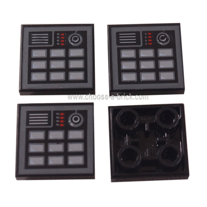 LEGO Parts - Black Tile, Modified 2 x 2 Inverted with Keypad Pattern