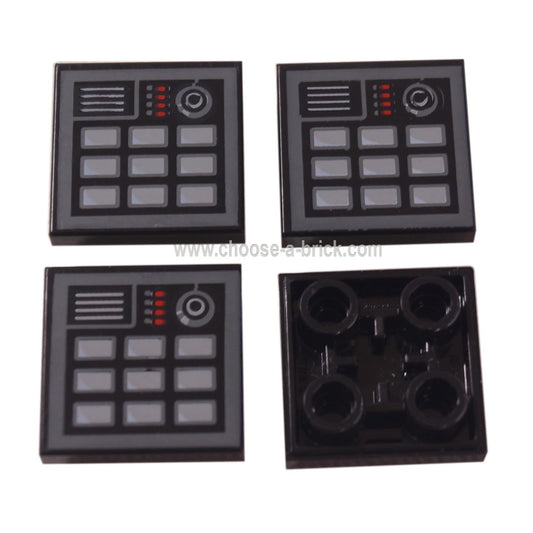 LEGO Parts - Black Tile, Modified 2 x 2 Inverted with Keypad Pattern