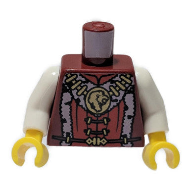 Dark Red Torso Castle Kingdoms Lion Head Medallion and Fur Trim Pattern - White Arms - Yellow Hands