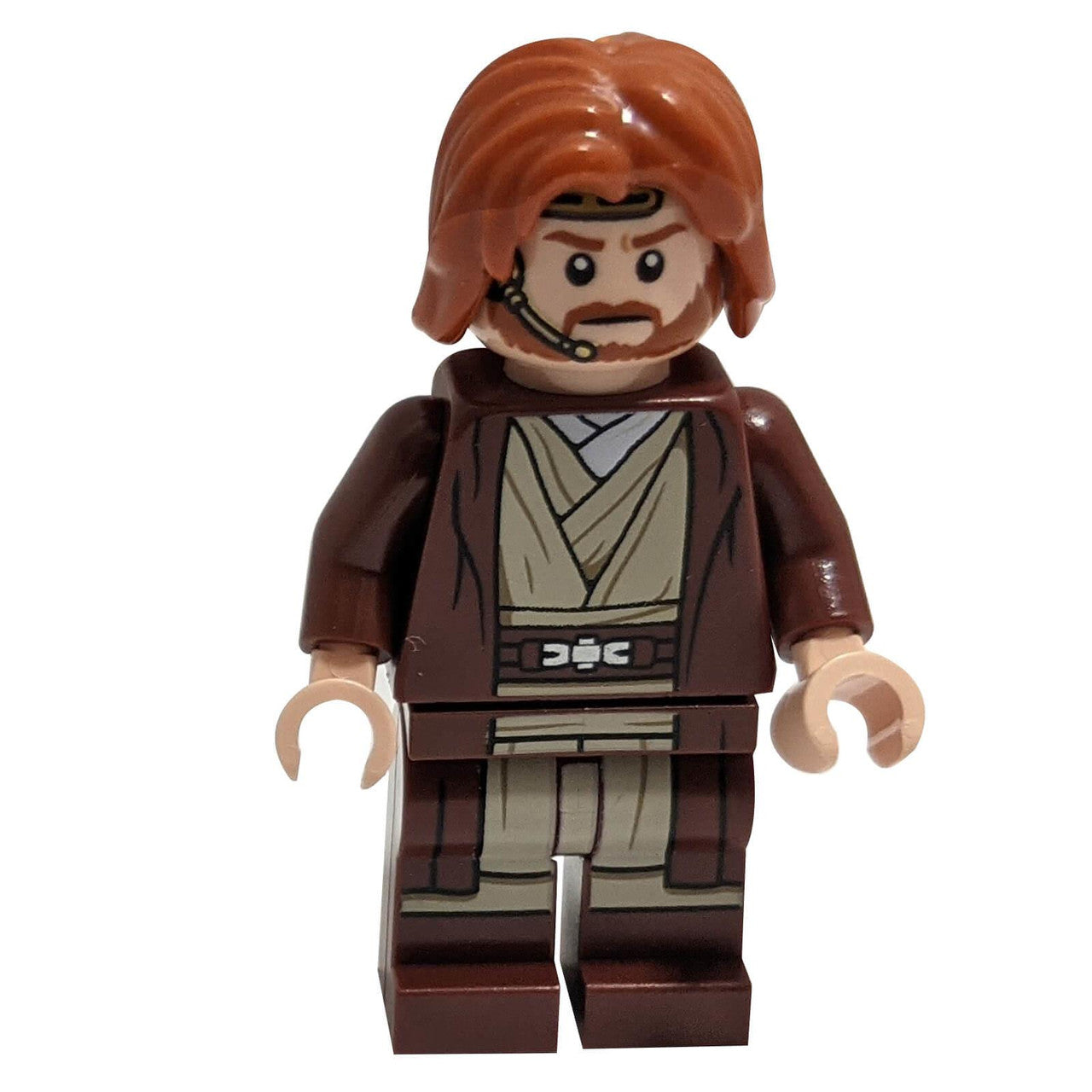 Obi-Wan Kenobi - Túnica marrón rojiza, Cabello despeinado de longitud media en color naranja oscuro con raya al centro (75333) 