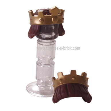 Reddish brown Minifigure, Hair Mid-Length, Straight with Gold Crown Pattern