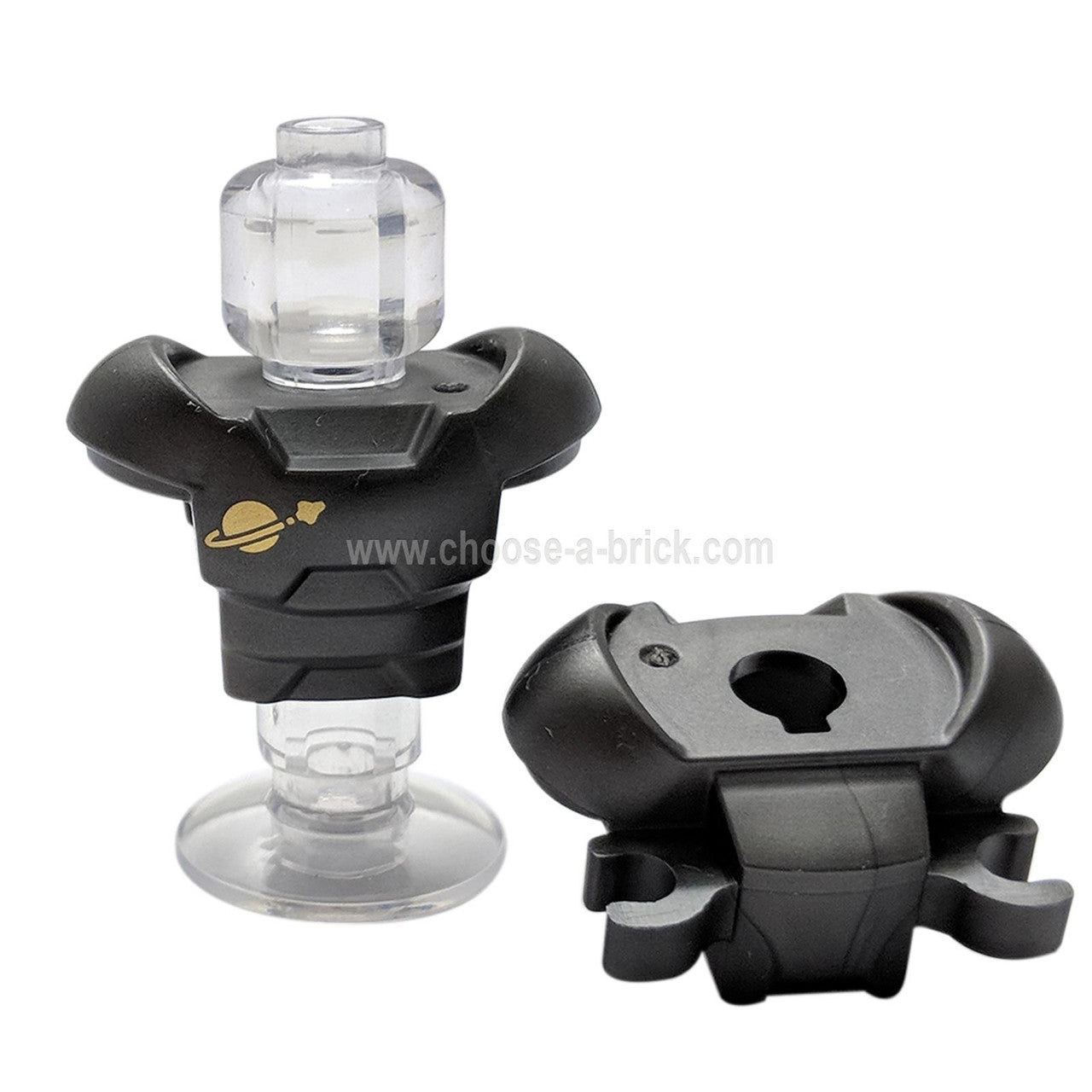 Pearl Dark Gray Minifigure Armor Space with Shoulder Protection and 2 Clips with Gold Classic Space Logo Pattern