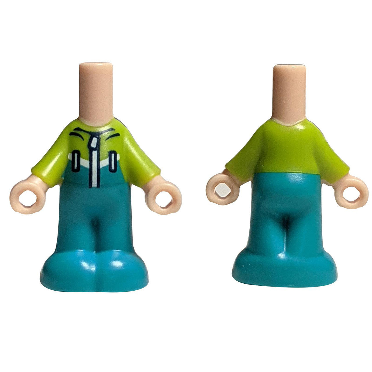 Micro Doll, Body with Molded Lime Top and Dark Turquoise Pants and Printed Ski Suit with White Stri