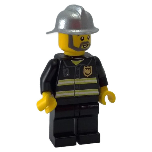 	Fire - Reflective Stripes, Black Legs, Silver Fire Helmet, Gray Beard