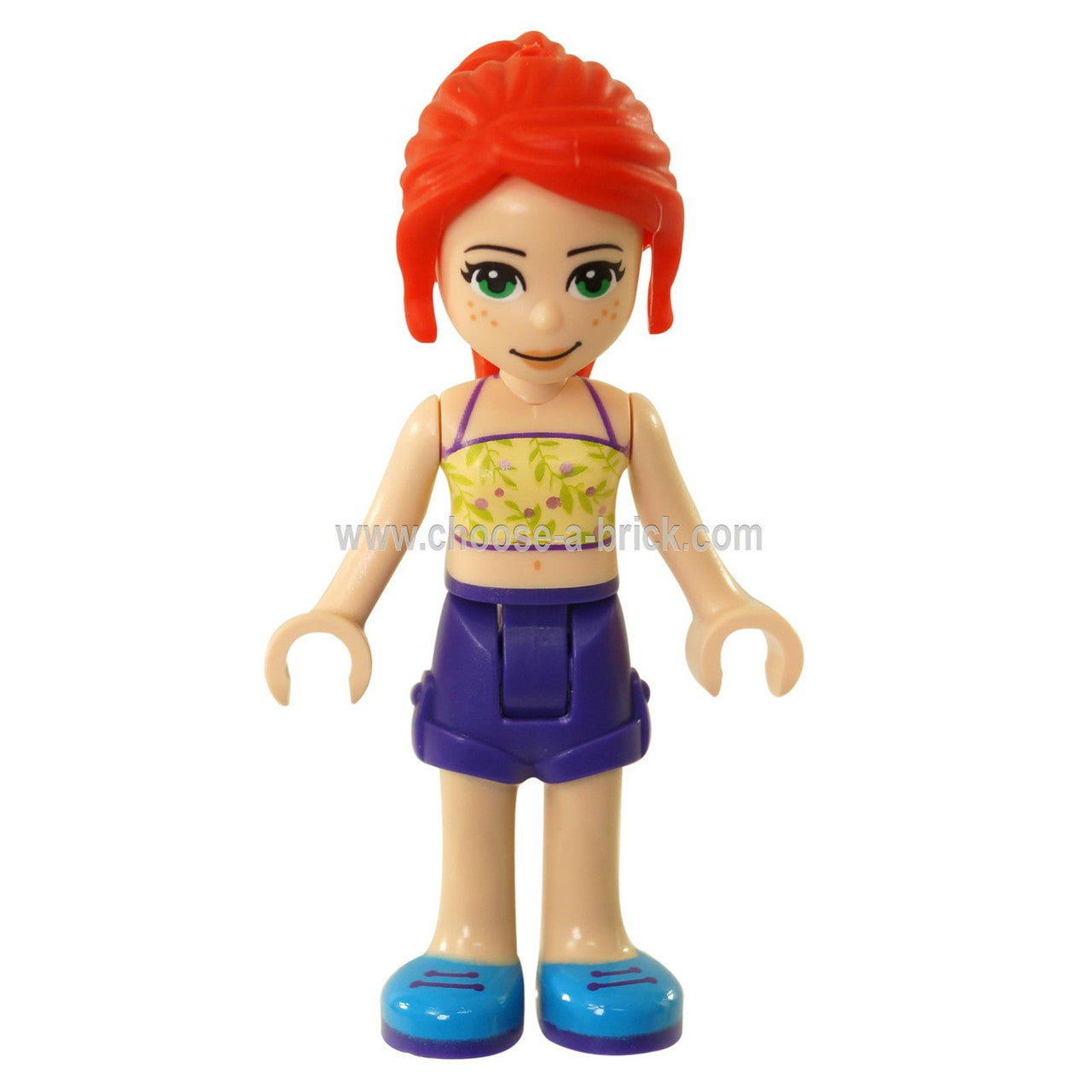 LEGO MInifigure -  Friends Mia, Dark Purple Shorts, Yellowish Green Top with Vines