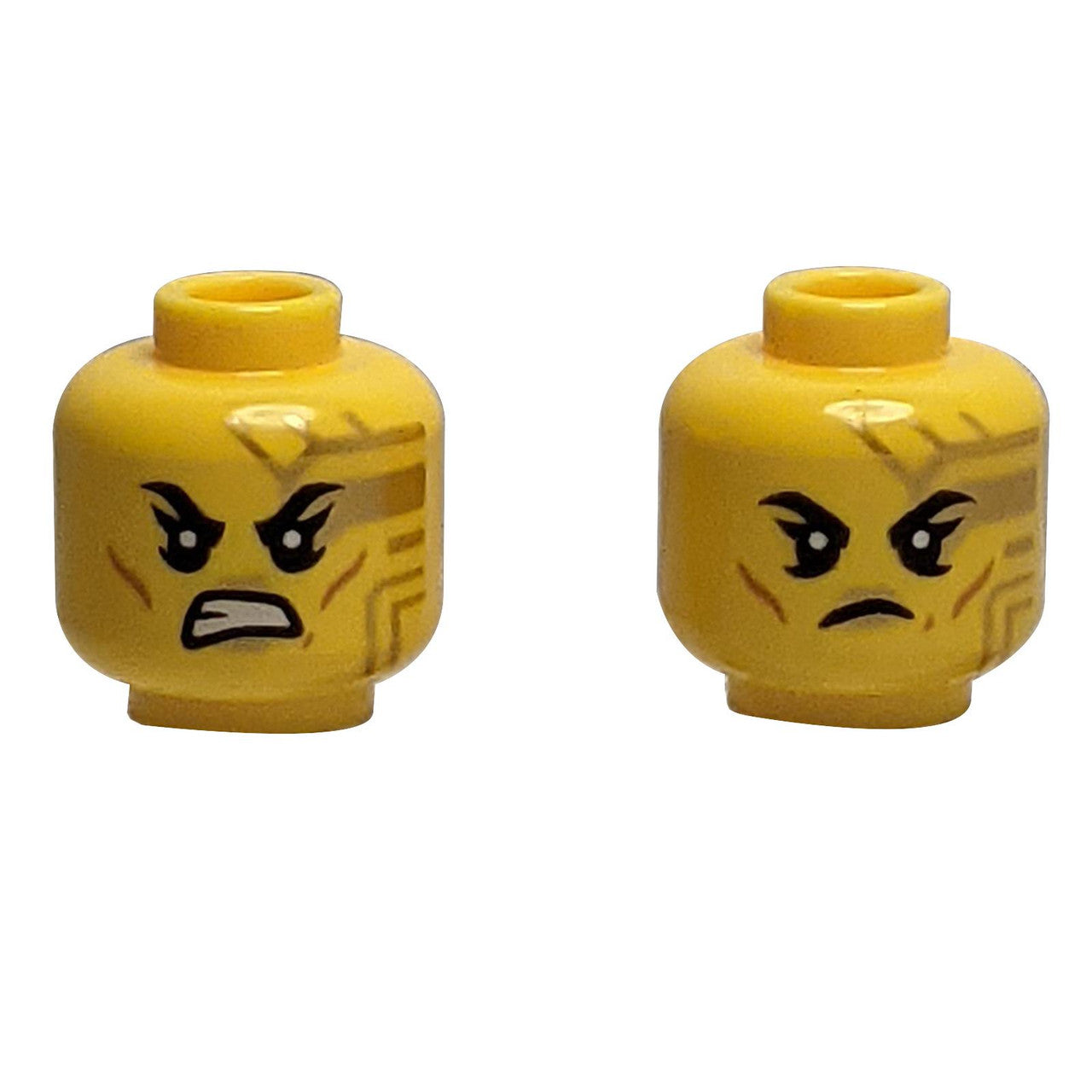 Dual-Sided Female Minifigure Head with Gold Circuitry