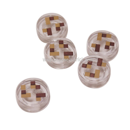 LEGO Parts - Trans-Clear Tile, Round 1 x 1 with Brown and Tan Squares Pattern