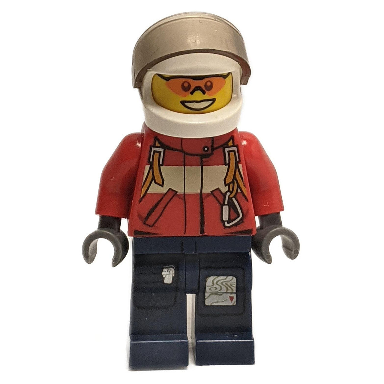 Male Firefighter Pilot with White Helmet and Red Fire Suit