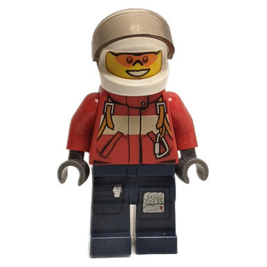 Male Firefighter Pilot with White Helmet and Red Fire Suit