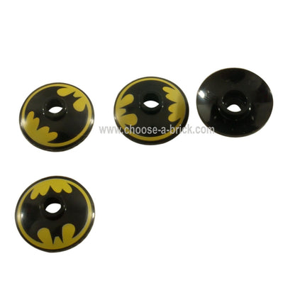 LEGO Parts - Dish 2 x 2 Inverted Radar with Black Batman Logo on Yellow Background Pattern