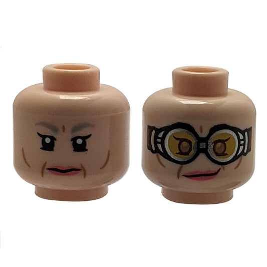 Dual sided old lady Neutral / Smile and Yellow Glasses Pattern - Hollow Stud